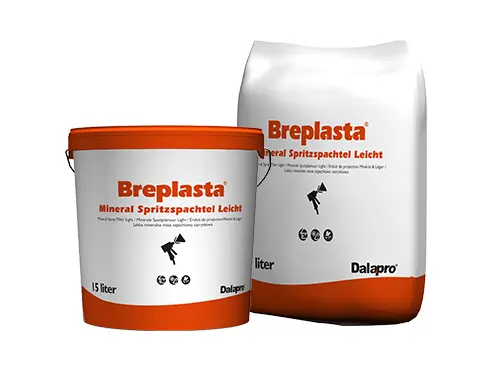 Breplasta Mineral Spritzspachtel Leicht – white, allround spray filler for joint filling and fine smoothing