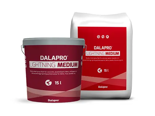 Dalapro Lightning Medium – grey, allround spray filler for walls and ceilings