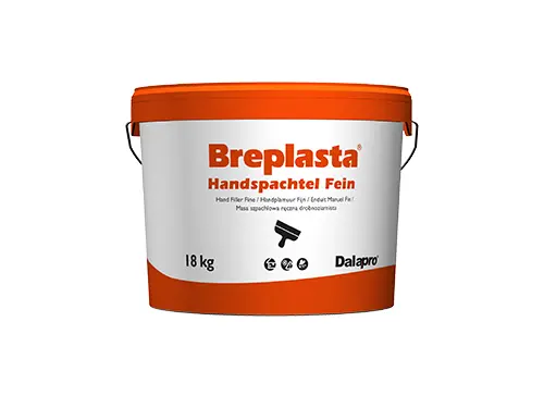 Breplasta Handspachtel Fein - white, fine-grained hand filler on all common types of indoor wall and ceiling surfaces.